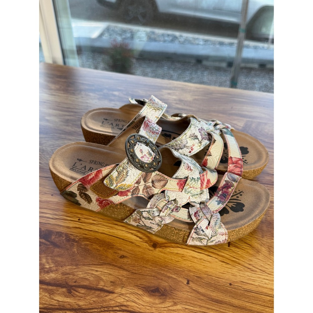 Spring Step L Artiste Yarden Floral Leather Sandals Multi Color Buckle 7.5-8 US - Picture 2 of 7